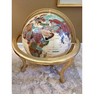 Gem Stone Globe - 13" Mother of Pearl Globe on a Quad Stand (Gold-Color) LQQK   232801102233